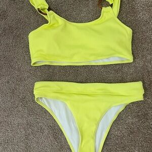SHEIN Women's Bikini in Neon Yellow